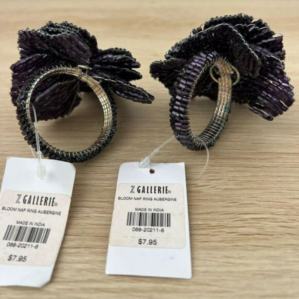 Z Gallerie purple beaded napkin rings set of 2